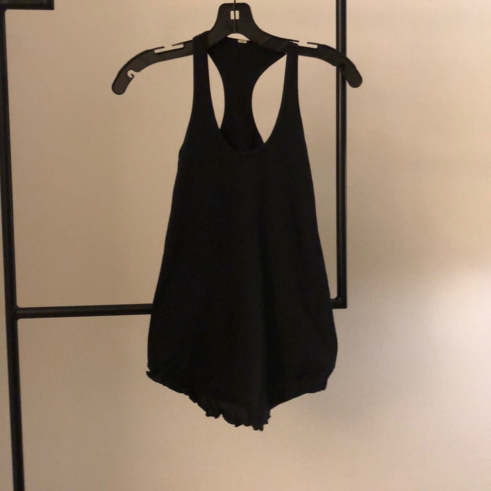 Lululrmon race back tank top with ruffle trim .
